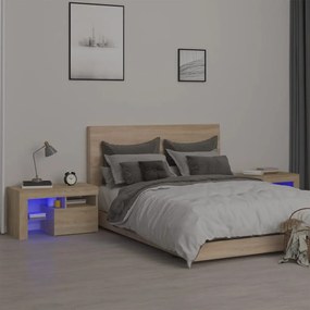 Comodini 2 pz con luci a led rovere sonoma 70x36,5x40 cm