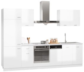 Set armadi da cucina 7 pz bianco lucido in truciolato