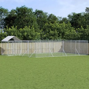 Cuccia Cani Da Esterno Tetto Argento 10x6x2,5 M Acciaio Zincato /