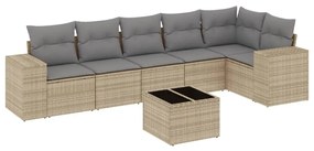 Set divani da giardino 7 pz con cuscini beige in polyrattan