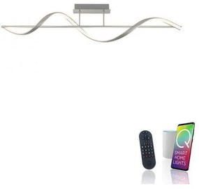 Plafoniera LED moderno Q-Swing, argento 18x121 cm, luce con 3 temperature di colore dimmerabile, 1350 lumen PAUL NEUHAUS