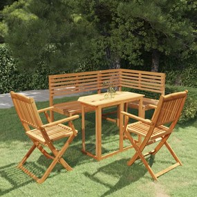 Set Da Bistrot 4 Pz İn Legno Massello Di Acacia /