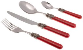 Posate Vintage / Country Set 4 Pz Posto Tavola - Colore Rosso