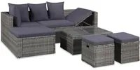 Set Divani da Giardino 4 pz con Cuscini in Polyrattan Grigio 43956