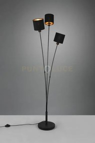 Tommy piantana nera con 3 paralumi nero e oro h.150cm attacco e14