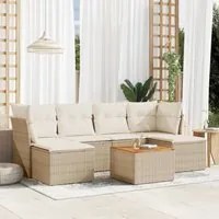 Set Divani da Giardino 7 pz con Cuscini Beige in Polyrattan 3256100