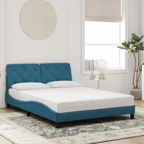 Giroletto Con Testiera Blu 140x190 Cm İn Velluto /