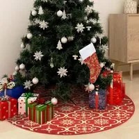 Gonna Albero Natale Raffinata con Calza Rossa Tessuto 122 cm