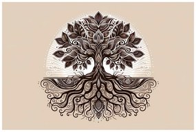 Quadro su tela – Elegante albero della vita con radici