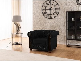 Poltrona chesterfield nera con rivestimento in velluto York Blik – Ropez