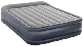 Materasso matrimoniale autogonfiante Intex airbed dura-beam deluxe pillow rest raised' colore grigio chiaro e pompa integrata, 152x203x42 cm - cod.