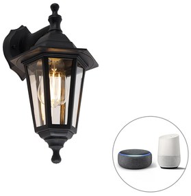 Lampada da parete per esterni intelligente nera IP44 con Wi-Fi ST64 - New Haven