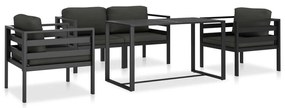 Set divani da giardino 5 pz con cuscini in alluminio antracite