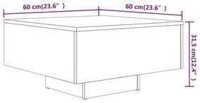 Tavolino salotto grigio sonoma 60x60x31,5 cm legno multistrato
