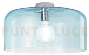 Plafoniera gibus turchese 1 luce attacco e27 40x40x23cm in vetro so...