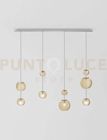 Oto sospensione lin ambra rigadin nickel satinato 4 luci attacco g9