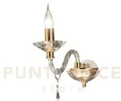 Applique fiamma/1 cristallo e oro 1 luci attacco e14 h.25cm
