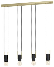 Lampadario A Sospensione Moderno Bitachito Acciaio Nero Ottone 4 Luci E27