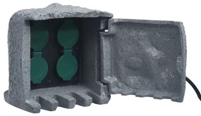 Presa Da Esterno 4 Spine Resistente Allacqua Poliresina Grigia /