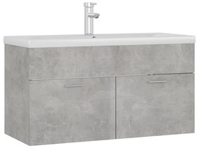 Mobile con lavabo integrato grigio cemento in legno multistrato