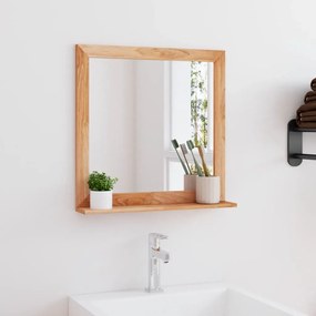 Specchio Da Parete 55x55 Cm İn Legno Massello Di Noce /