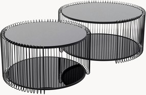 Set di 2 tavolini da salotto con piano in vetro Wire