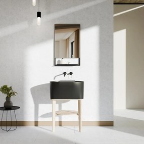 Mobile bagno da terra con lavabo L 50 x H 57 x P 41.5 cm frassino naturale e nero per vasca centrale Tina