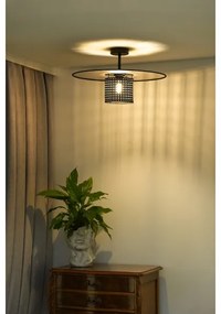 Duolla - Lampadario a plafone TOKYO RATTAN 1xE27/15W/230V diametro 50 cm nero/argento