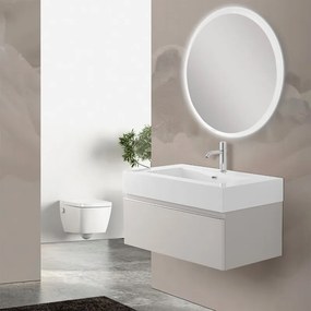 Mobile bagno sospeso 80 grigio perla con lavabo e specchio   Iside
