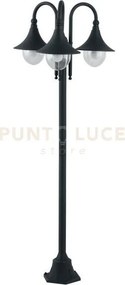 Palo pavia nero 3 luci attacco e27 ip44 56x190cm in alluminio