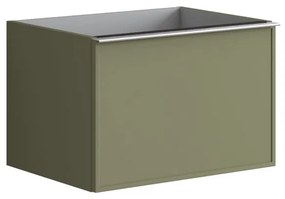 Mobile da bagno sotto lavabo Pixel frame verde salvia e maniglia alluminio brillante laccato opaco L 60 x H 40 x P 45.5 cm 1 cassetto, lavabo non incluso