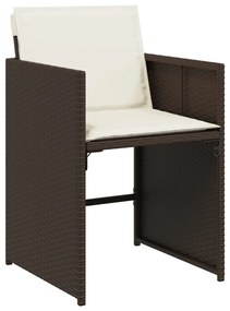 Set da pranzo da giardino 15 pz con cuscini marrone polyrattan