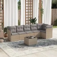 Set Divani da Giardino 7 pz con Cuscini Beige in Polyrattan 3217669