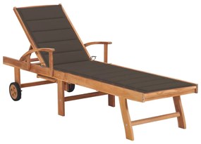 Lettino Prendisole Con Cuscino İn Massello Di Teak Talpa /
