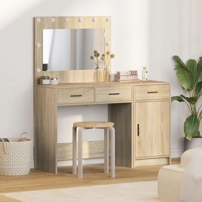 Set toeletta 2 pezzi con led in legno ingegnerizzato rovere sonoma