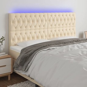 Testiera A Led Crema 200x7x118/128 Cm İn Tessuto /