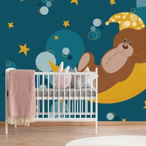 Carta da parati autoadesiva – Orsetto sulla luna