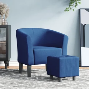 Poltrona Cabriolet Con Poggiapiedi Blu İn Tessuto /