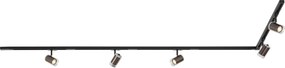 Sistema di illuminazione a binario moderno nero con 5 faretti bronzo scuro monofase - Iconic Lloyd