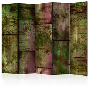 Paravento separè Muro vivente II - mattoni marroni coperti di muffa verde