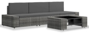 Set divani da giardino 4 pz in polyrattan grigio