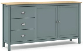 Cassettiera verde polveroso in pino massiccio 150x80x40 cm Misti – Marckeric