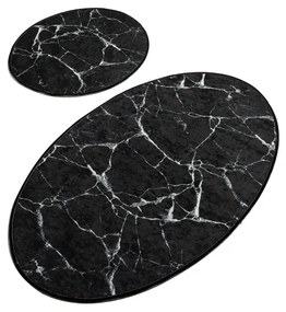 SET 2x Tappeto da bagno MARBLE 50x60/60x100 cm nero