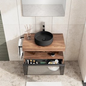Mobile da bagno sospeso sotto lavabo Star L 80.3 x H 30 x P 46 cm noce walnut, 1 cassetto