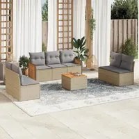 Set Divano da Giardino 8 pz con Cuscini Beige in Polyrattan 3227564