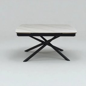 Tavolo allungabile 140-200x90 cm piano marmo bianco e gambe nere - VERAL