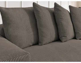 Divano angolare grigio tortora allungabile e con contenitore rivestito in velluto a coste Voltaire – Bobochic Paris