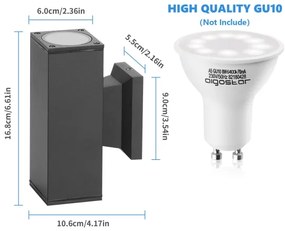 Aigostar - Applique da esterno 2xGU10/230V nero IP65 quadrato