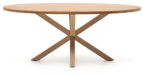 Kave Home - Tavolo ovale Argo di legno massello di acacia e gambe in acciaio effetto legno Ã˜ 200 100 c