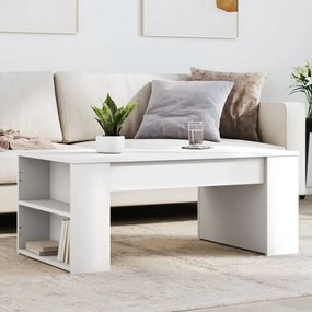 Tavolino Da Salotto Bianco 102x55x42 Cm İn Legno Multistrato /